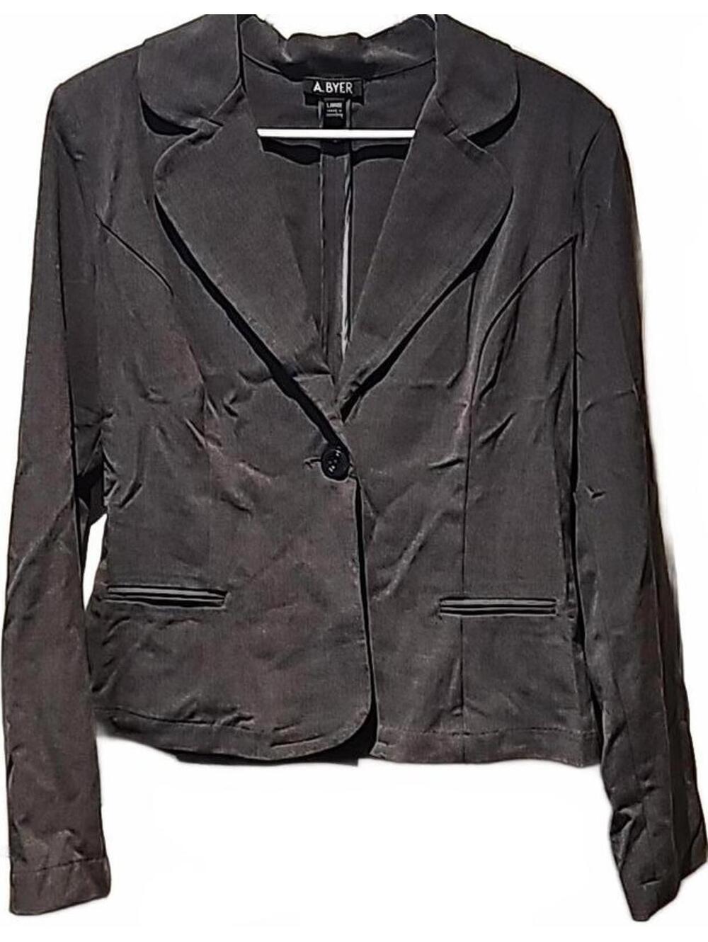 A. Byer charcoal gray single button blazer size L